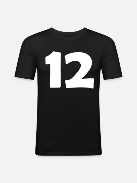 12 - T-shirt près du corps Homme - noir