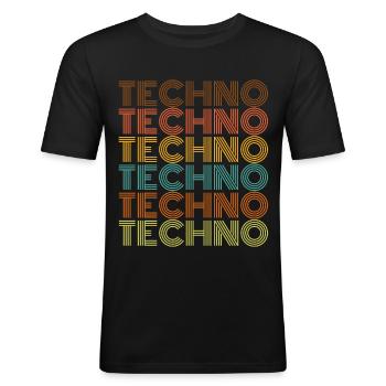 techno - Männer Slim Fit T-Shirt - Schwarz - Vorne - Nik (191cm)