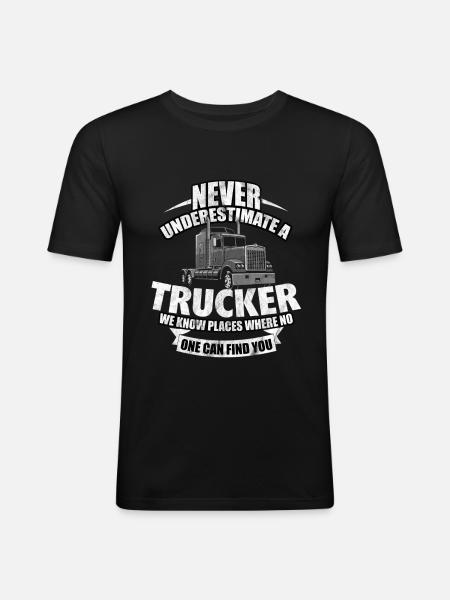 lkw - Männer Slim Fit T-Shirt - Schwarz