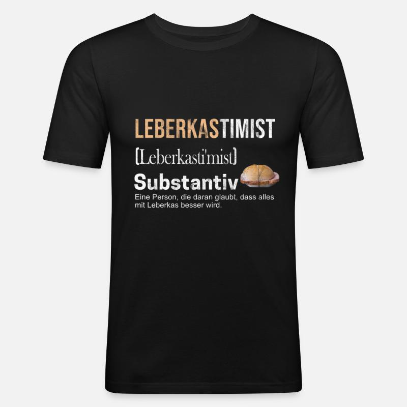 Leberkas - Männer Slim Fit T-Shirt - Schwarz