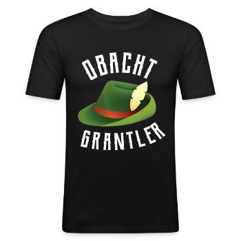 Grantler Tirol Maßkrug edelweiß boarisch - Männer Slim Fit T-Shirt - Schwarz - Vorne - Nik (191cm)