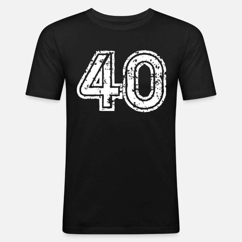 40 Zahl - Männer Slim Fit T-Shirt - Schwarz