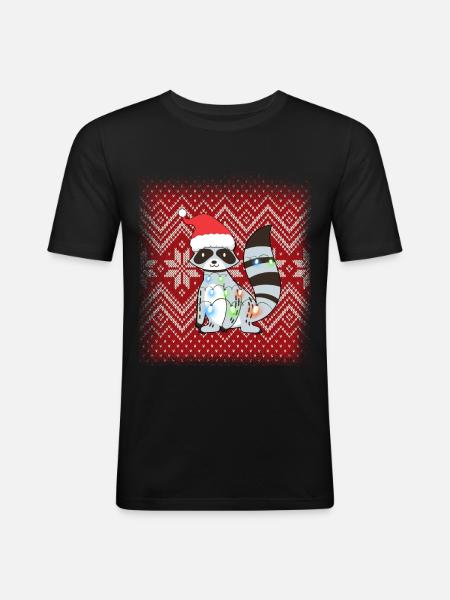 Raccoon Christmas - Men's Slim Fit T-Shirt - black
