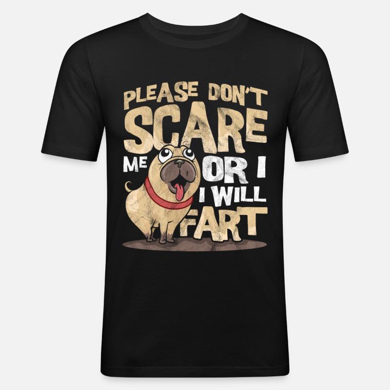 Mops - Männer Slim Fit T-Shirt - Schwarz