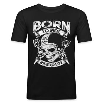 moto - T-shirt près du corps Homme - noir - Devant - Nik (191cm)