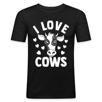 cow - Men's Slim Fit T-Shirt - black - Front - Nik (191cm)