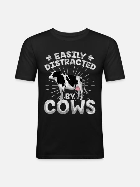 vache - T-shirt près du corps Homme - noir