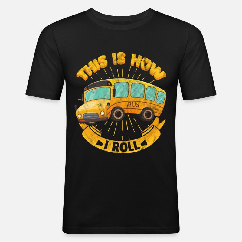Bus - Männer Slim Fit T-Shirt - Schwarz