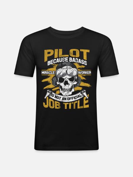 pilote - T-shirt près du corps Homme - noir