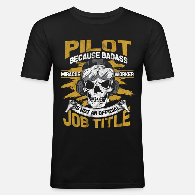 Pilot - Männer Slim Fit T-Shirt - Schwarz