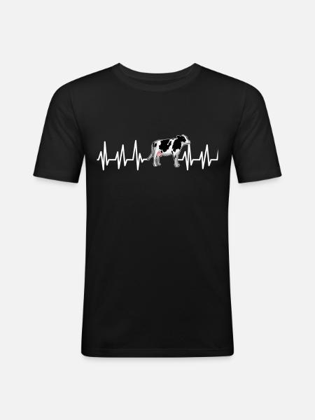vache - T-shirt près du corps Homme - noir