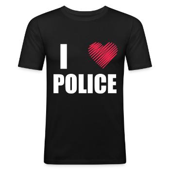 police - Men's Slim Fit T-Shirt - black - Front - Nik (191cm)