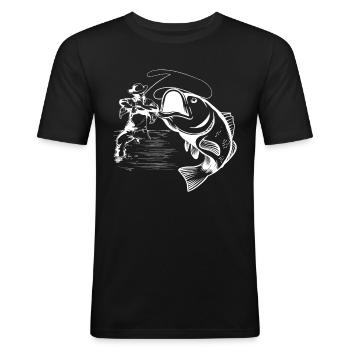 fishing - Men's Slim Fit T-Shirt - black - Front - Nik (191cm)