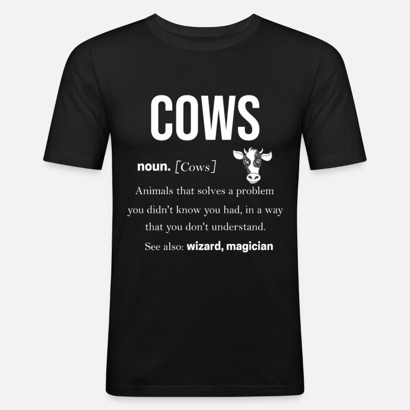 Kuh - Männer Slim Fit T-Shirt - Schwarz