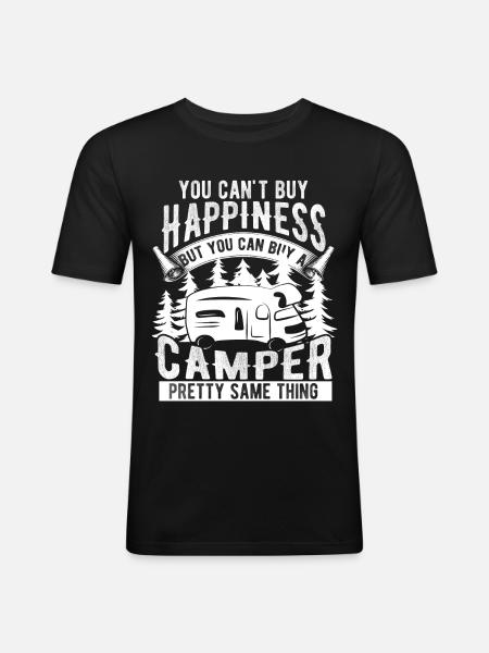 Camper caravan happy - Men's Slim Fit T-Shirt - black