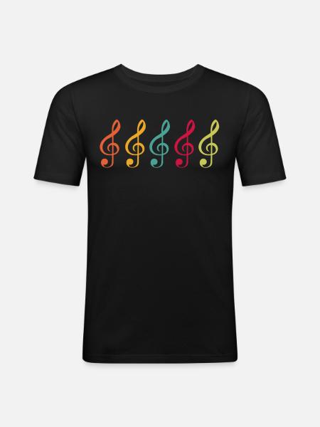 Clé de bas de musique - T-shirt près du corps Homme - noir