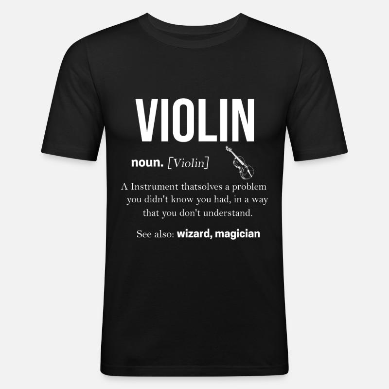 Violine - Männer Slim Fit T-Shirt - Schwarz