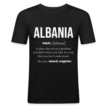 Albanie - T-shirt près du corps Homme - noir - Devant - Nik (191cm)