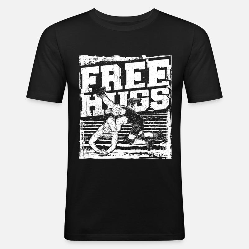 Wrestling - Männer Slim Fit T-Shirt - Schwarz
