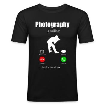 Fotograf Kamera Spiegelreflex Objektiv Foto Camera - Männer Slim Fit T-Shirt - Schwarz - Vorne - Nik (191cm)