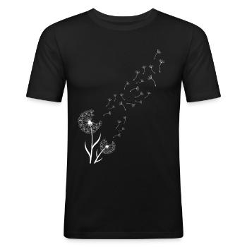 Pusteblume - Männer Slim Fit T-Shirt - Schwarz - Vorne - Nik (191cm)