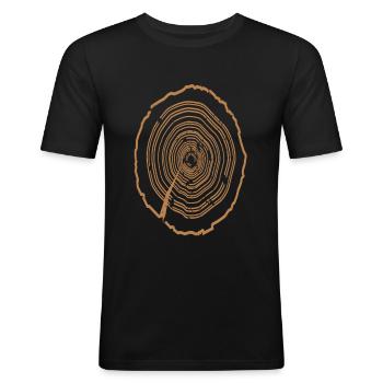 Baumscheibe - Männer Slim Fit T-Shirt - Schwarz - Vorne - Nik (191cm)