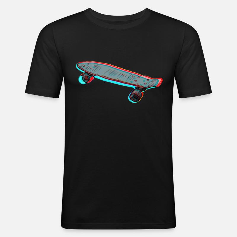 Skateboard - Männer Slim Fit T-Shirt - Schwarz