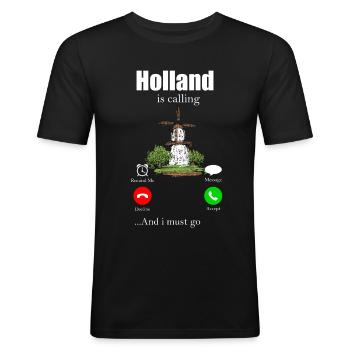 Niederlande - Männer Slim Fit T-Shirt - Schwarz - Vorne - Nik (191cm)