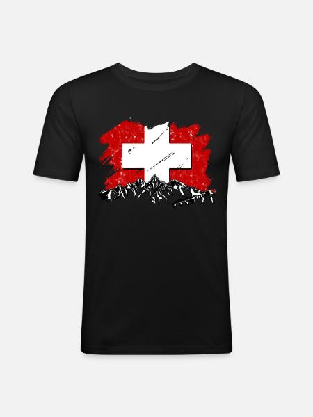 Switzerland - Men's Slim Fit T-Shirt - black