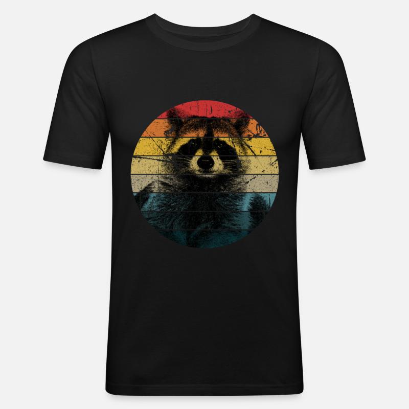 Waschbär - Männer Slim Fit T-Shirt - Schwarz