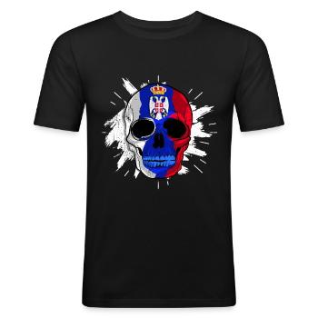 Serbie Tshirt Yougoslavie Belgrade Tito cadeau - T-shirt près du corps Homme - noir - Devant - Nik (191cm)