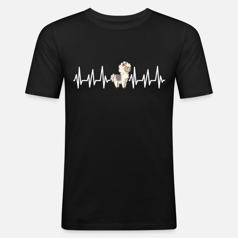 Lama - Männer Slim Fit T-Shirt - Schwarz