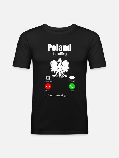 Pologne - T-shirt près du corps Homme - noir