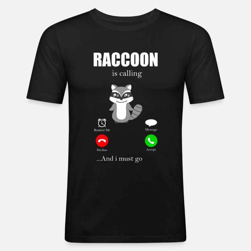 Waschbär - Männer Slim Fit T-Shirt - Schwarz