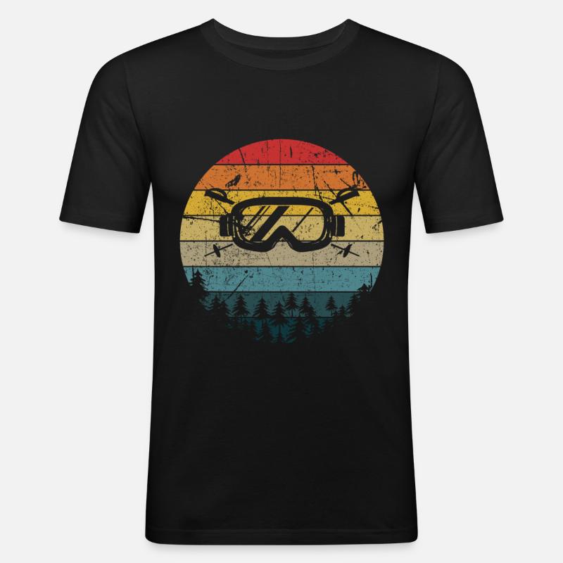 Skifahren - Männer Slim Fit T-Shirt - Schwarz