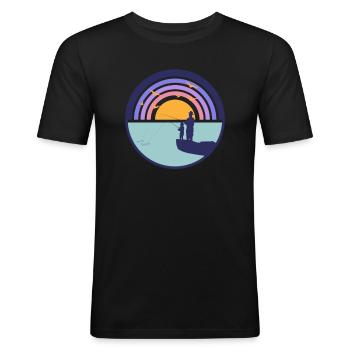 Angeln - Vater Sohn Geschenk - Männer Slim Fit T-Shirt - Schwarz - Vorne - Nik (191cm)