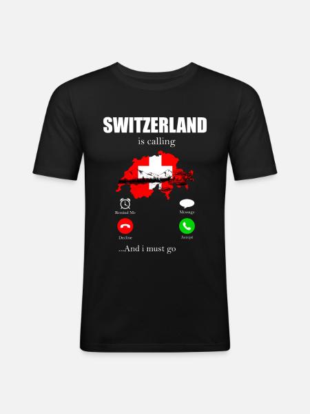 Suisse - T-shirt près du corps Homme - noir