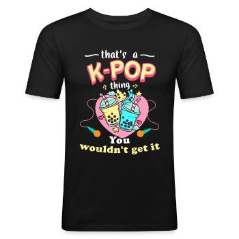 K-Pop - Männer Slim Fit T-Shirt - Schwarz - Vorne - Nik (191cm)
