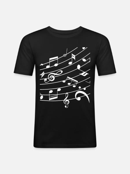 Notes musicales - T-shirt près du corps Homme - noir
