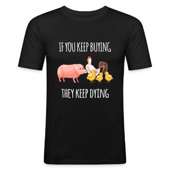Vegan - T-shirt près du corps Homme - noir - Devant - Nik (191cm)