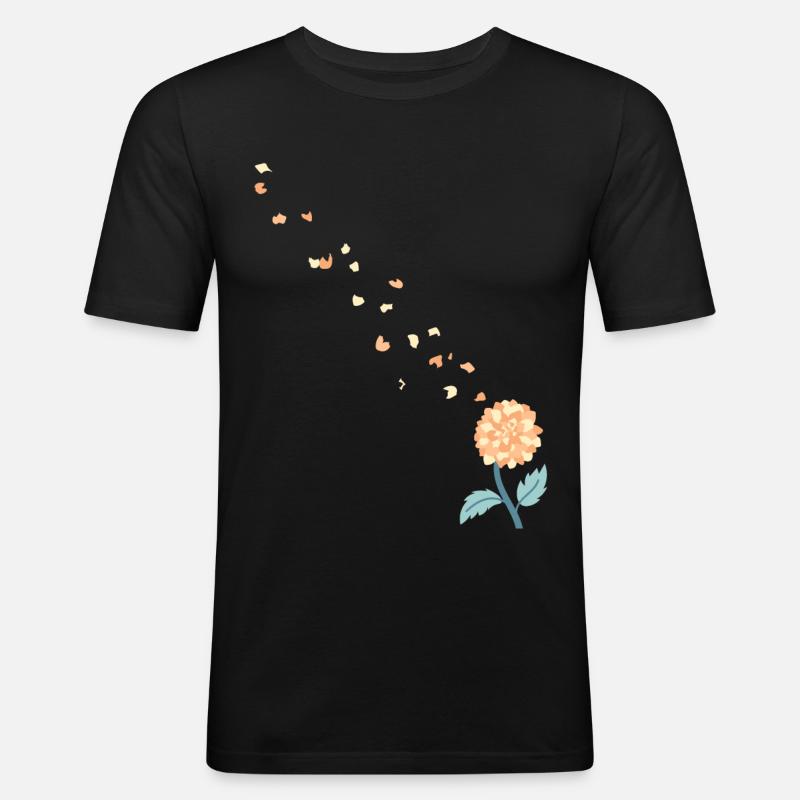 Blume - Männer Slim Fit T-Shirt - Schwarz