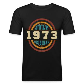 Vintage juillet 1973 - T-shirt près du corps Homme - noir - Devant - Nik (191cm)