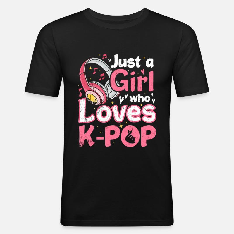 K-Pop - Männer Slim Fit T-Shirt - Schwarz