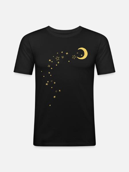 Mond und Sterne - Männer Slim Fit T-Shirt - Schwarz