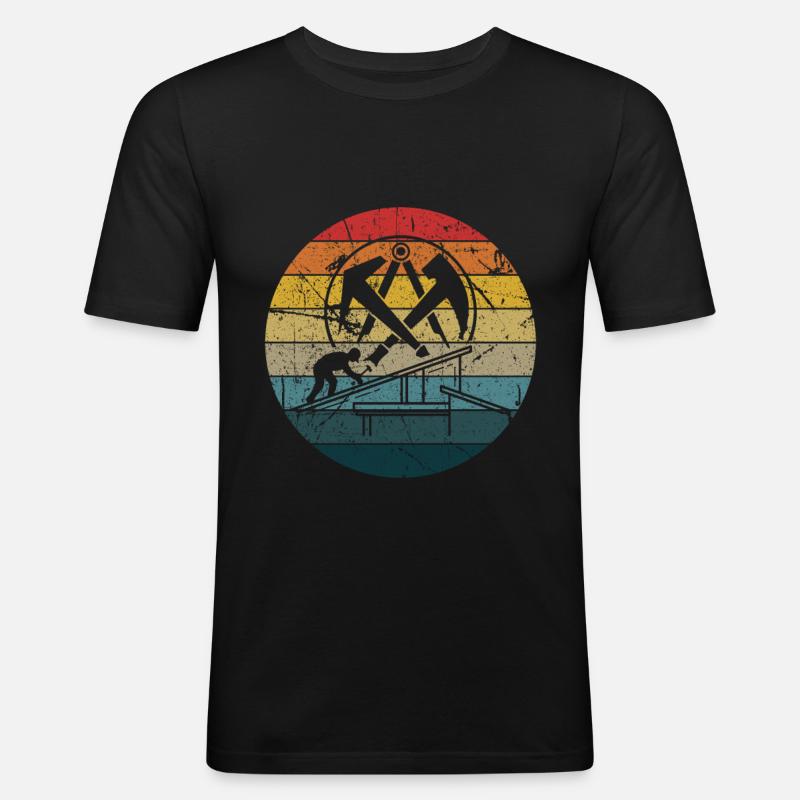 Dachdecker - Männer Slim Fit T-Shirt - Schwarz