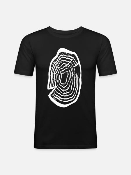 Disque de bois - T-shirt près du corps Homme - noir