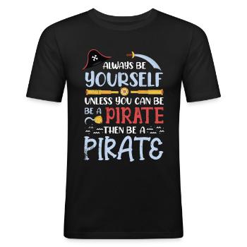 Pirat - T-shirt près du corps Homme - noir - Devant - Nik (191cm)