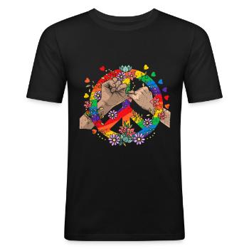 LGBT Tshirt Gay Transgenre Queer Homoehe - T-shirt près du corps Homme - noir - Devant - Nik (191cm)