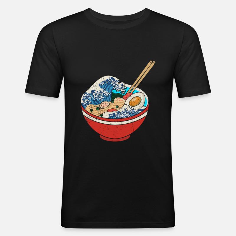 Ramen - Männer Slim Fit T-Shirt - Schwarz