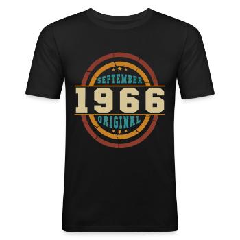 Born in September 1966 Vintage - Men's Slim Fit T-Shirt - black - Front - Nik (191cm)